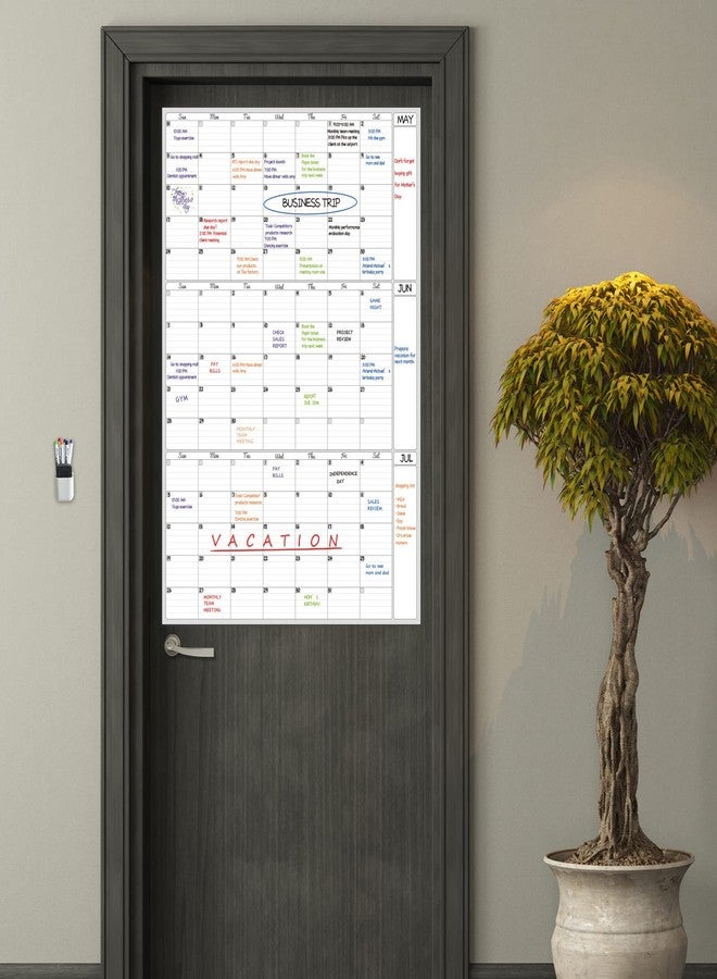JJPRO Dry Erase Wall Calendar 3 Month Calendar - Blank Undated Reusable Quarterly Calendar - Whiteboard Premium Laminated Poster - Laminated Office Jumbo 38x26 Inches Wall Calendar (Vertical) - Image 5